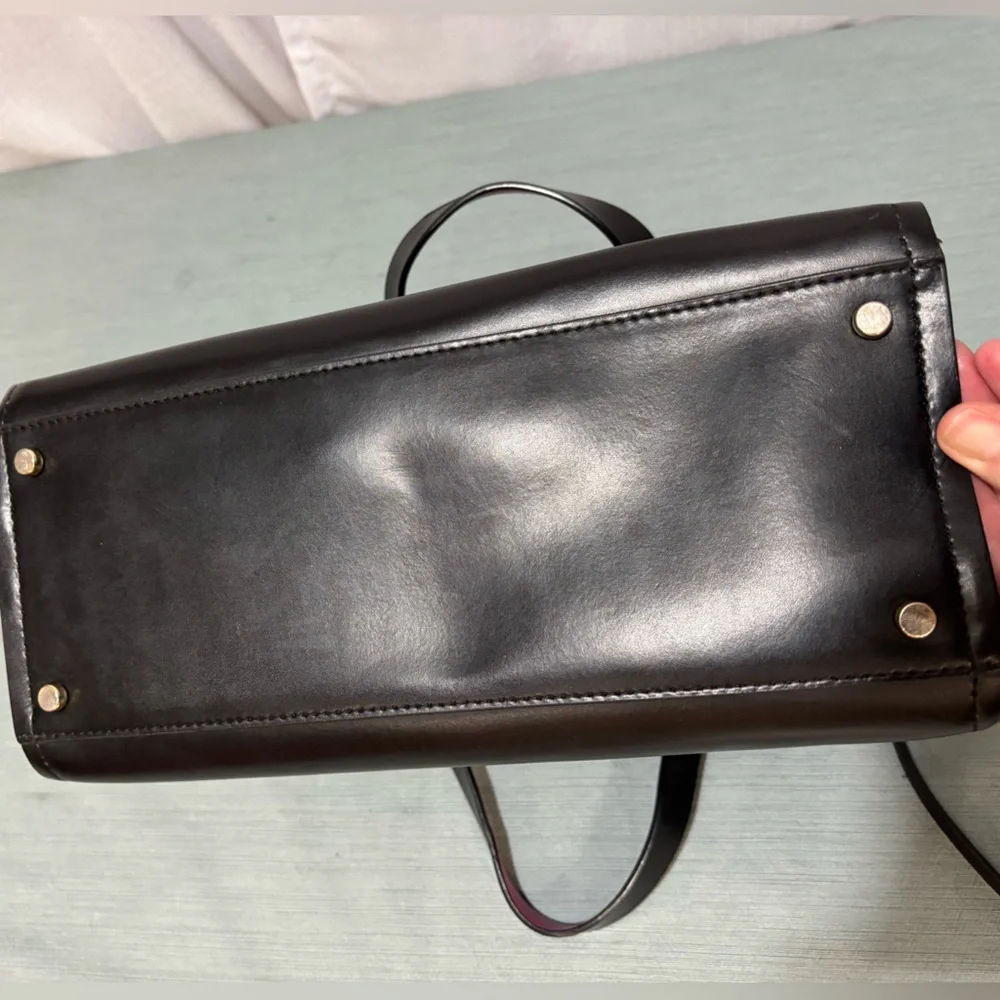 Kate Spade New York Kyra Black Smooth Leather Tote with Pink Accents - Picture 14 of 16